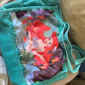 Ariel Themed Kids Tote Bag - Teal and Multicolor